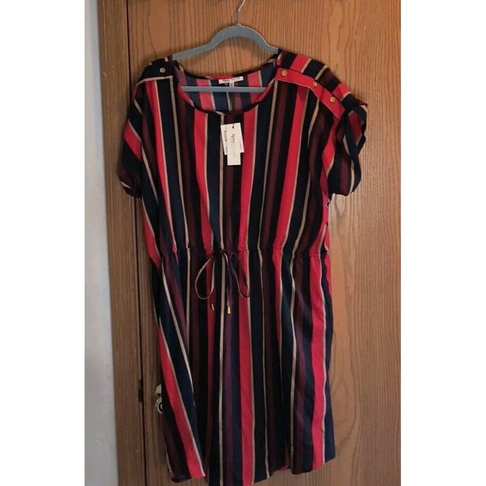 Speed Control Woman's Shirt Dress 2X Polyester Short Sleeves Colorful Stripes!